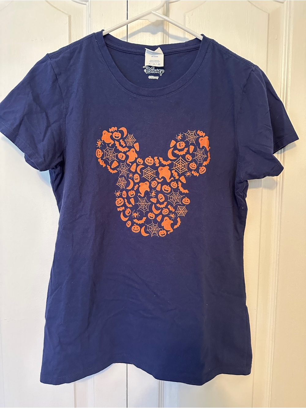 Disney Navy Tee with Orange Halloween Mickey Icon